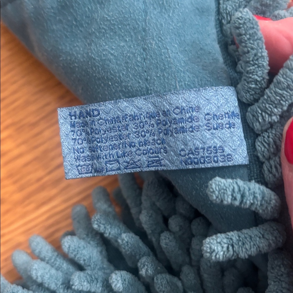 Teal Chenille Microfiber hand towel with  Snowflake Accent - Picture 6 of 6